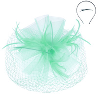 VEILED MESH FASCINATOR WITH HEADBAND AND CLIP