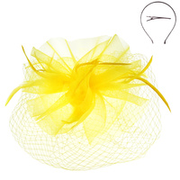 VEILED MESH FASCINATOR WITH HEADBAND AND CLIP