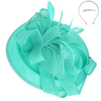 3-PIECE RIBBON FLAX FABRIC FASCINATOR HEADBAND