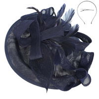 3-PIECE RIBBON FLAX FABRIC FASCINATOR HEADBAND