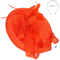 3-PIECE RIBBON FLAX FABRIC FASCINATOR HEADBAND