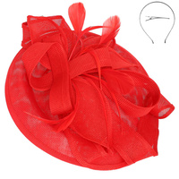 3-PIECE RIBBON FLAX FABRIC FASCINATOR HEADBAND