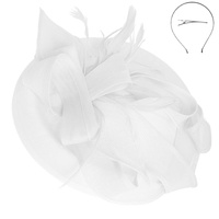 3-PIECE RIBBON FLAX FABRIC FASCINATOR HEADBAND