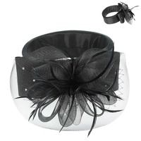 SUNDAY BEST KENTUCKY DERBY SOUTHERN STYLE FLORAL MESH FEATHERED NETTED DECORATIVE HEADPIECE SPONGE  HEADBAND FASCINATOR