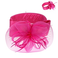 SUNDAY BEST KENTUCKY DERBY SOUTHERN STYLE FLORAL MESH FEATHERED NETTED DECORATIVE HEADPIECE SPONGE  HEADBAND FASCINATOR