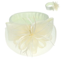 SUNDAY BEST KENTUCKY DERBY SOUTHERN STYLE FLORAL MESH FEATHERED NETTED DECORATIVE HEADPIECE SPONGE  HEADBAND FASCINATOR