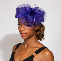 SUNDAY BEST KENTUCKY DERBY SOUTHERN STYLE FLORAL MESH FEATHERED NETTED DECORATIVE HEADPIECE SPONGE  HEADBAND FASCINATOR