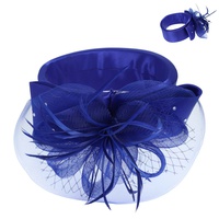 SUNDAY BEST KENTUCKY DERBY SOUTHERN STYLE FLORAL MESH FEATHERED NETTED DECORATIVE HEADPIECE SPONGE  HEADBAND FASCINATOR