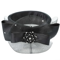 SUNDAY BEST KENTUCKY DERBY SOUTHERN STYLE LARGE PEARL BOW MESH CRYSTAL RHINESTONE STUDDED DECORATIVE SATIN HEADPIECE SPONGE HEAD