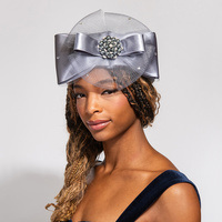 SUNDAY BEST KENTUCKY DERBY SOUTHERN STYLE LARGE PEARL BOW MESH CRYSTAL RHINESTONE STUDDED DECORATIVE SATIN HEADPIECE SPONGE HEAD