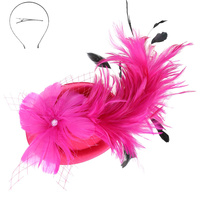 3-PIECE SUNDAY BEST KENTUCKY DERBY SOUTHERN STYLE FEATHERED BOW NETTED DECORATIVE DETACHABLE HEADPIECE FASCINATOR