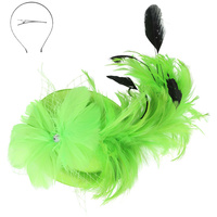 3-PIECE SUNDAY BEST KENTUCKY DERBY SOUTHERN STYLE FEATHERED BOW NETTED DECORATIVE DETACHABLE HEADPIECE FASCINATOR