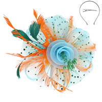 3-PIECE FLORAL MESH  POLKA DOT FASCINATOR