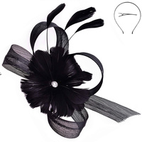 FLORAL FEATHERED JEWELED MESH FASCINATOR