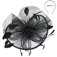 FLORAL ORGANZA MESH RIBBON FASCINATOR