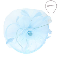 FLORAL ORGANZA MESH RIBBON FASCINATOR
