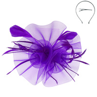 FLORAL FEATHERED SHEER MESH FASCINATOR