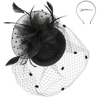 FLORAL FEATHERED ROUND PILLBOX FASCINATOR