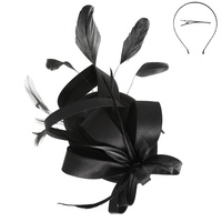 FEATHERED LOOPY BOW DISC FASCINATOR