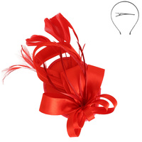 FEATHERED LOOPY BOW DISC FASCINATOR