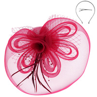 FLORAL FEATHER LOOPY BOW MESH FASCINATOR