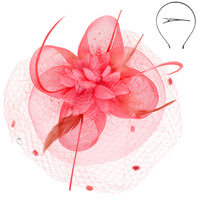 FLORAL FEATHERED ROUND FASCINATOR
