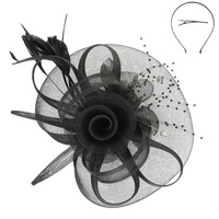 FLORAL FEATHERED MESH FASCINATOR