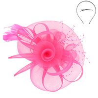 FLORAL FEATHERED MESH FASCINATOR