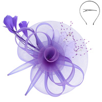 FLORAL FEATHERED MESH FASCINATOR