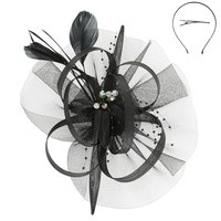 FLORAL FEATHERED MESH FASCINATOR