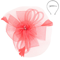 FLORAL FEATHERED VEIL MESH FASCINATOR