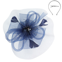FLORAL FEATHERED VEIL MESH FASCINATOR