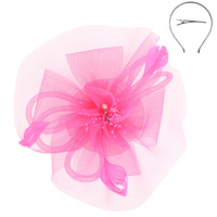 FLORAL FEATHERED VEIL MESH FASCINATOR
