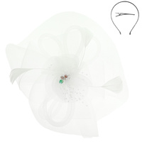 FLORAL FEATHERED VEIL MESH FASCINATOR
