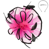 FLORAL FEATHERED MESH FASCINATOR