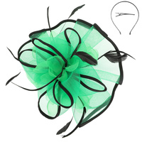 FLORAL FEATHERED MESH FASCINATOR