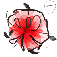 FLORAL FEATHERED MESH FASCINATOR