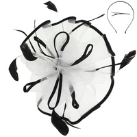 FLORAL FEATHERED MESH FASCINATOR