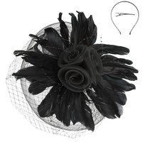 FLORAL FEATHERED MESH FASCINATOR