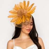 FLORAL FEATHERED MESH FASCINATOR