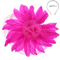 FLORAL FEATHERED MESH FASCINATOR