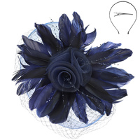 FLORAL FEATHERED MESH FASCINATOR