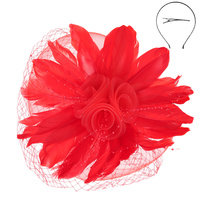 FLORAL FEATHERED MESH FASCINATOR