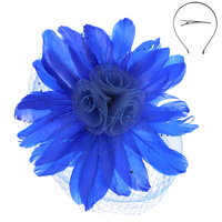 FLORAL FEATHERED MESH FASCINATOR