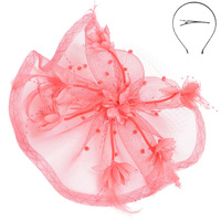 FLORAL FEATHERED MESH FASCINATOR