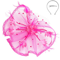 FLORAL FEATHERED MESH FASCINATOR