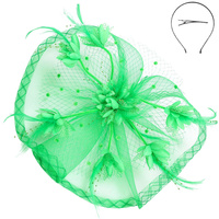 FLORAL FEATHERED MESH FASCINATOR