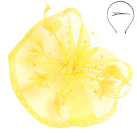 FLORAL FEATHERED MESH FASCINATOR