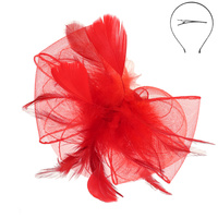FEATHER MESH FASCINATOR HAIR CLIP SET