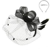 ORGANZA LOOP BOW NETTED FASCINATOR